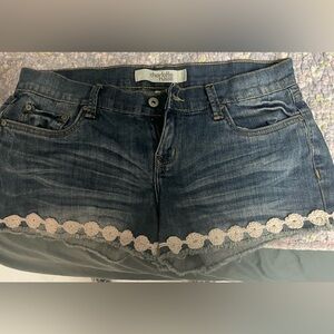 Charlotte Russe Denim Shorts with Lace Trim